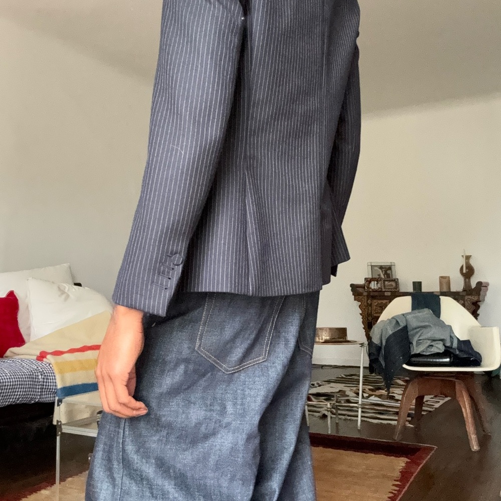 FW17 Dries Van Noten Sequined Pinstripe Double Breasted Blazer - Picture 4 of 7